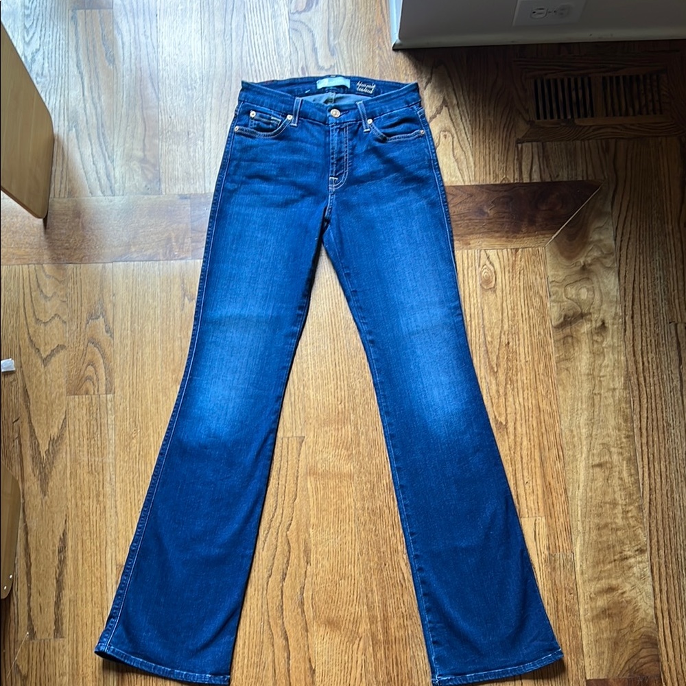 7 For All Mankind Blue Flare Wide Leg Jeans